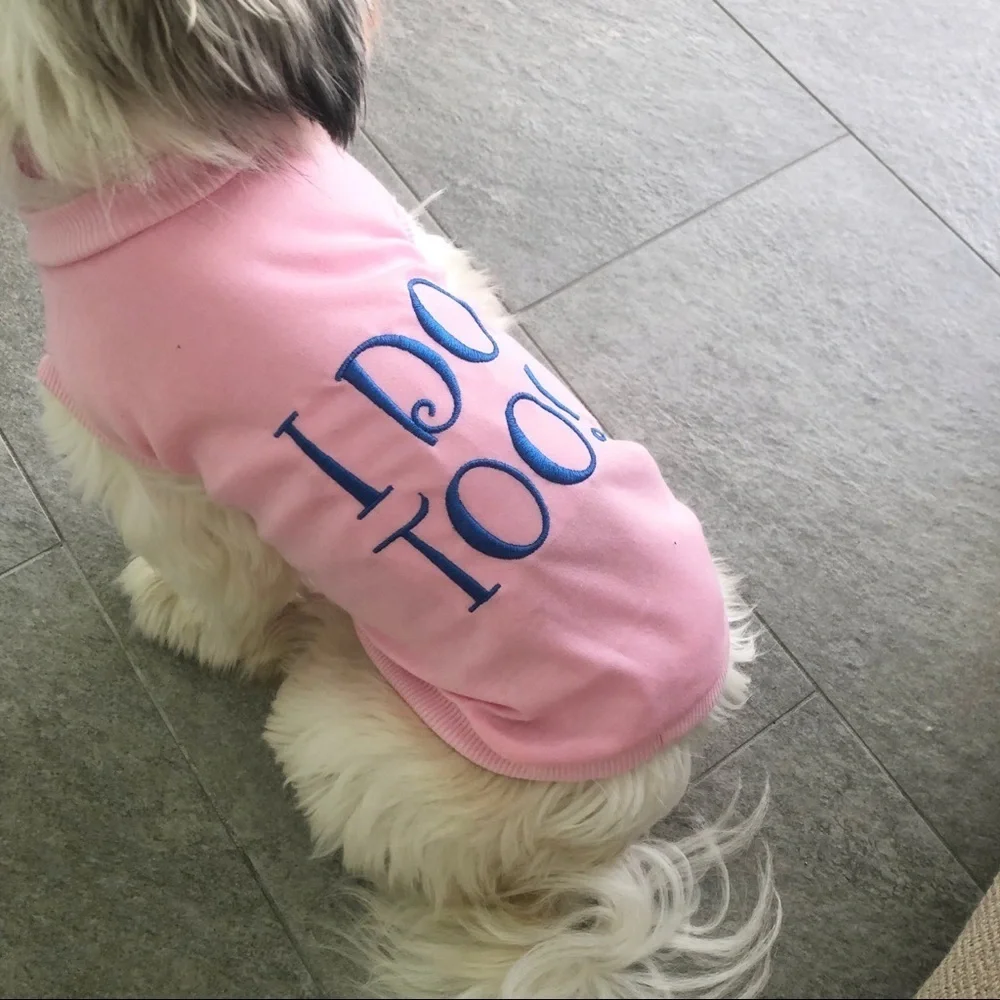 “I Do Too” Dog Shirt Pink Wedding Announcement
